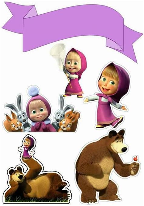 Masha And The Bear Free Printable Cake Toppers Oh My Fiesta In English