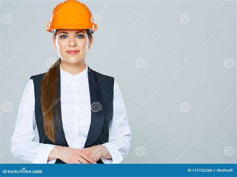 Smiling Business Woman Engineer Isolated Portrait Stock Photo Image