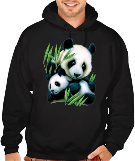 Koyotee Mens Panda And Cub Black Pullover Hoodie Sweater 5x Large