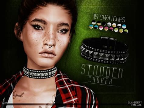 The Sims Resource Studded Choker By Blahberry Pancake • Sims 4 Downloads