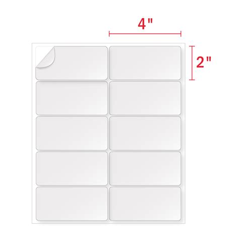 2x4 Labels Blank Rectangle White Paper 10 Labels Per Sheet