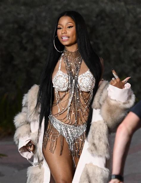 Nicki Minaj Shows Off Her Sensational Curves In Diamente Bikini And Fur Coat Filming Her New
