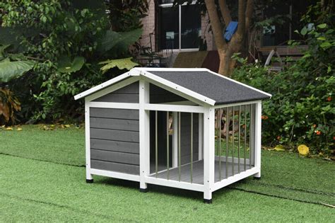 Wooden Pet Dog Kennel Dog Cage Timber House Awning Cabin Wood Log Box