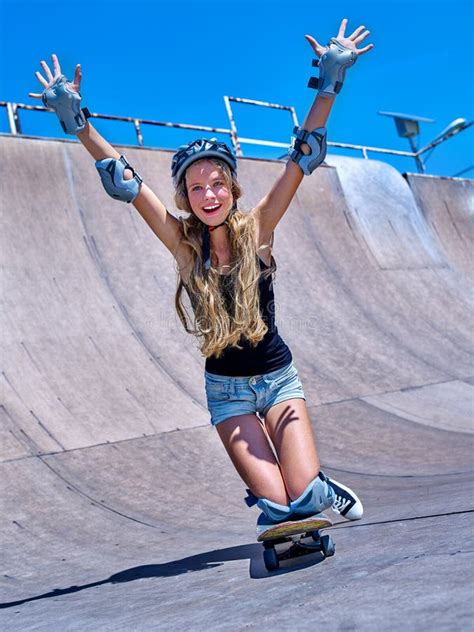 Teen Girl Rides His Skateboard Stock Image Image Of Skater Leisure