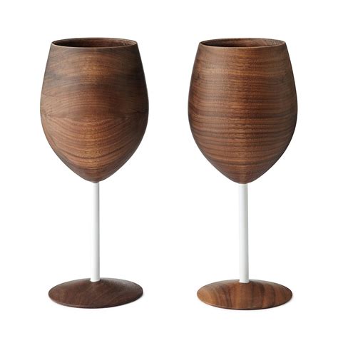 Wooden Wine Glasses Set Of 2 Wine Glass Wooden Dinnerware Wooden Wine Glass Uncommongoods