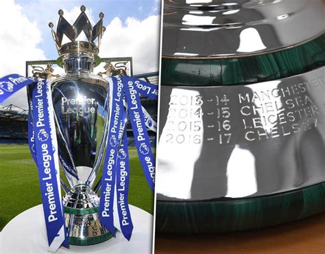 Premier League Trophy Chelsea Colours Added And Club Name Engraved
