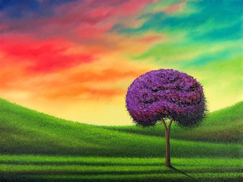 Bing Art By Rachel Bingaman Purple Tree Art Sunset Landscape Painting Contemporary Art 12 X