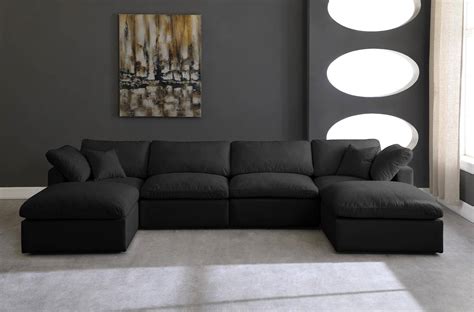 Buy Meridian Cloud Black Modular Sectional Sofa In Black Fabric Online