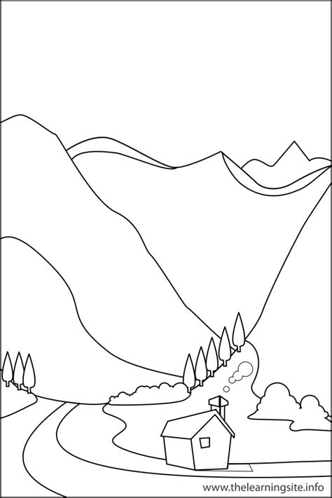 Coloring Page Outline Nature Landforms Valley The Learning Site