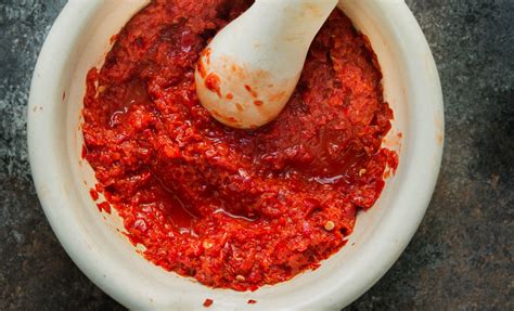 To Make Sambal Oelek All You Need Are Fresh Long Red Chiles And Salt Sambal Sauce Sambal