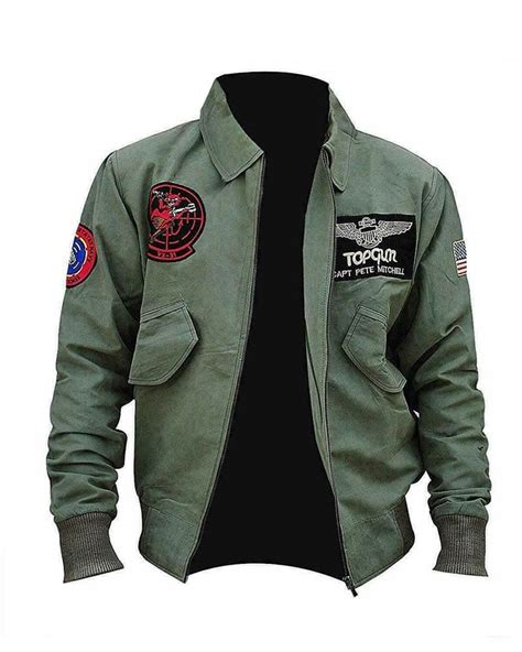 Herrenmode Tom Cruise Pete Maverick Top Gun Flight Bomber Jacket W Real