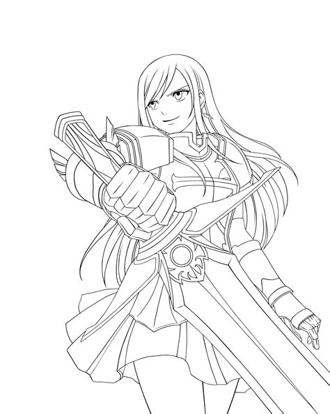Erza Scarlet Fairy Tail Coloring Pages Sketch Coloring Page Fairy