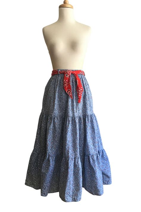 Vintage Prairie Skirt Cottage Core Paisley Midi Skirt Etsy