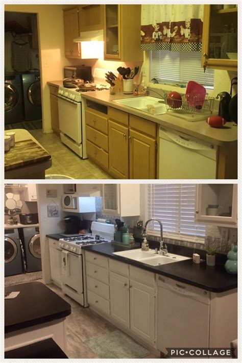 The day they tore down the old trailer them cabinets still looked as good as they did the day i painted them. 15+ Painting Mobile Home Kitchen Cabinets Pics - WoodsInfo