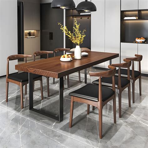 12357 Pieces Brown Dining Room Set Industrial Style Solid Wood