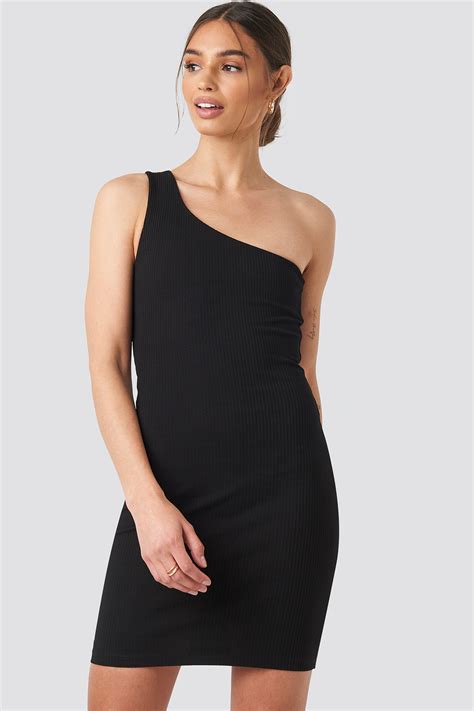 One Shoulder Mini Dress Black Na