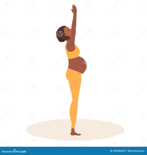 Palm Tree Pose Pregnant African American Woman Doing Yoga Woman In