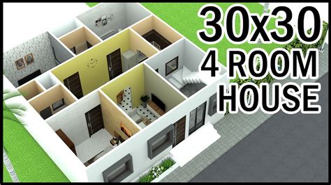 30 0x30 0 3d House Design 30x30 4 Room House Plan Gopal