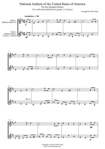 American National Anthem Violin Sheet Music