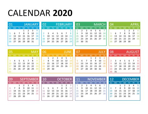 Yearly Calendar 2020 Free Calendarsu
