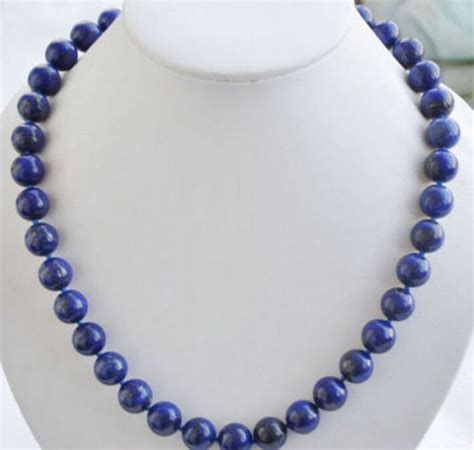 8mm Real Natural Blue Lapis Lazuli Gemstone Round Beads Necklace 18