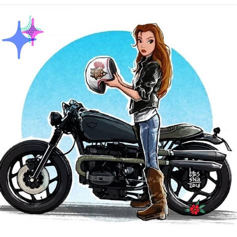 Pin By Megan Bakken On Lady Biker Motorcycle Illustration Disney Art