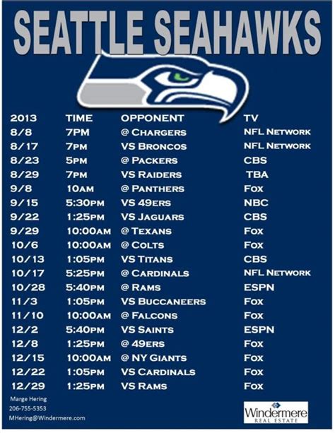 14 Seattle Seahawks Schedule 2021 Printable Background