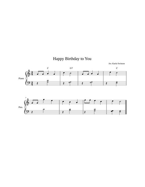 Easy Piano Happy Birthday In C Major Sheet Music For Piano Solo