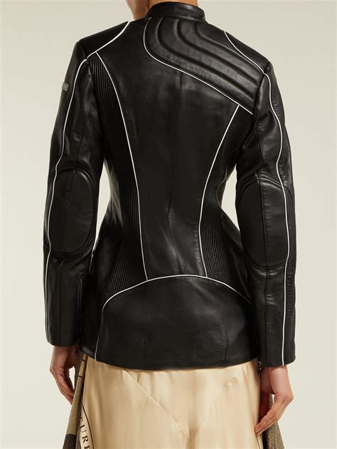 Marine Serre Corset Style Leather Biker Jacket In Black Lyst