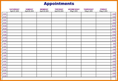 Appointment Book Template Free Printable Printable Templates