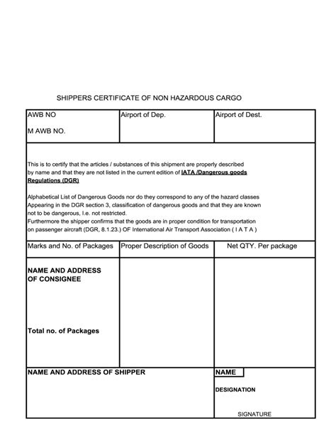 Non Hazardous Certificate Pdf Fill Online Printable Fillable Blank