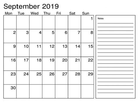 Blank Calender Template Unique Blank September 2019 Calendar Printable