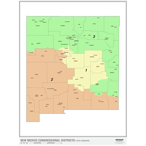 New Mexico 2024 Congressional Districts Wall Map By Mapshop The Map Shop