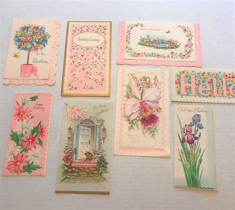 Set Of 8 Vintage Birthday Cards With Envelopes 1940s 1950s Etsy Vintage Birthday Cards
