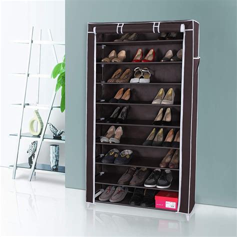 Ktaxon 10 Tiers Shoe Rack Shoe Storage Organizer Cabinet Tower With Dustproof Cover Closet
