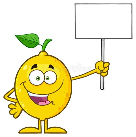Happy Lemon Fresh Fruit With Green Leaf Cartoon Mascot Character With