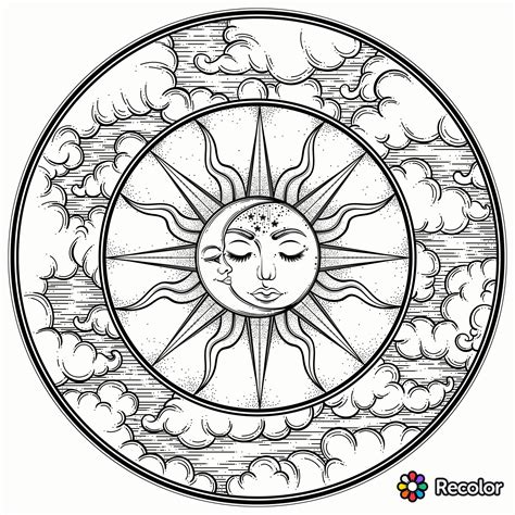 Sun Moon And Earth Coloring Pages Sun And Moon Mandala Coloring Pages