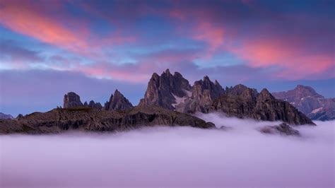Italy Dolomites Wonderful Scenery Above The Clouds Italy