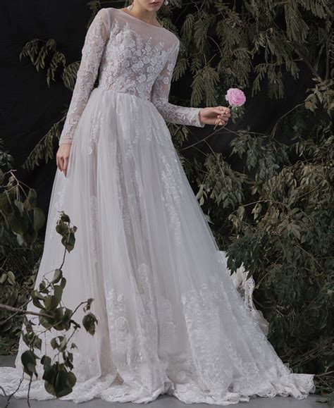 Lace Applique Wedding Dress Elegant Cathedral Wedding Dress Etsy
