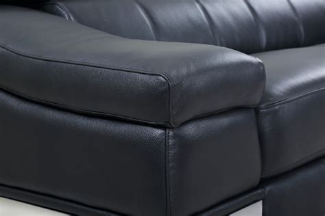 Global United 415 Genuine Italian Leather Sofa In Black Color