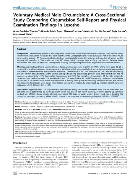 Pdf Voluntary Medical Male Circumcision A Cross Sectional Study