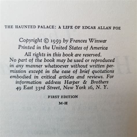 The Haunted Palace A Life Of Edgar Allan Poe By Winwar Frances Very