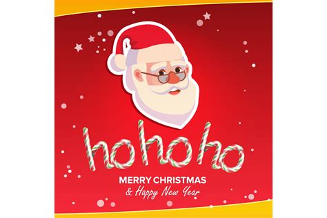 ho ho ho phrase sign vector merry christmas greeting red background card santa claus place