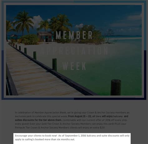 As a crown & anchor® society member you will receive exclusive preview emails. Royal Caribbean dropping balcony discount for Crown and ...