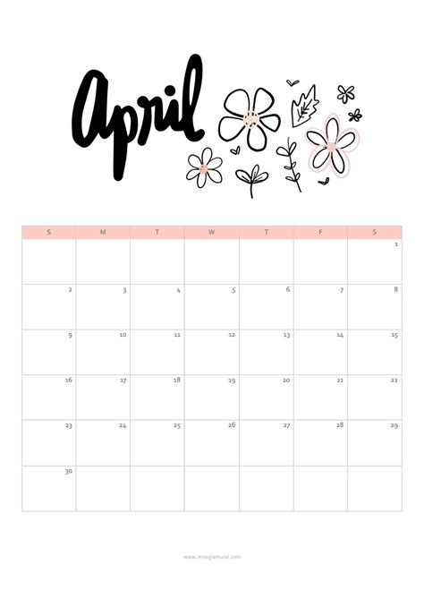 Freebie April Calendar Disenos De Unas Calendario Y Illustration
