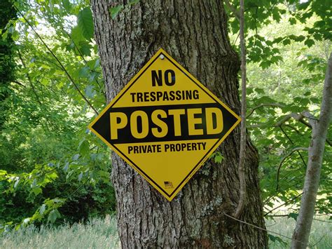 No Trespassing Posted Private Property Yellow Or Orange Aluminum Self