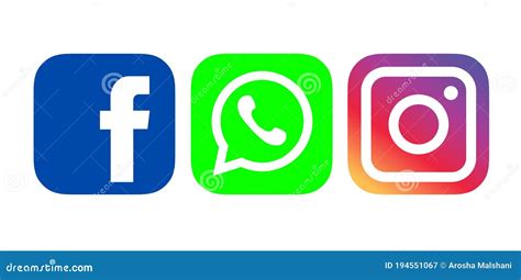 Facebookwhatsapp And Instagram Logosisolated On White Background