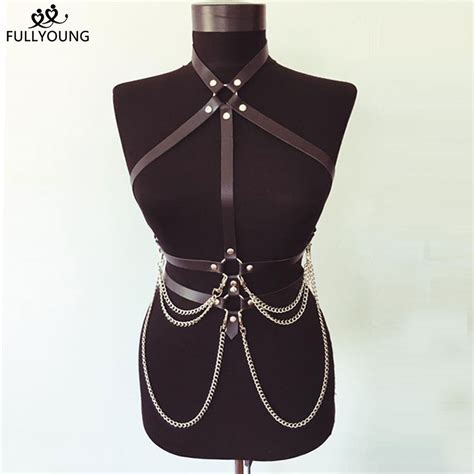 Fullyoung Sexy Lingerie Garters Gothic Clothes Rave Outfit Harness Women Leather Belt Body