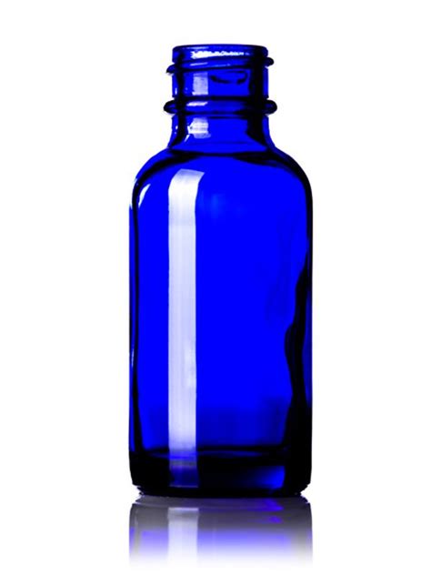 1 Oz Cobalt Blue Glass Boston Round Bottle 20 400 Neck Finish With Standard Glass Dropper 7x76mm