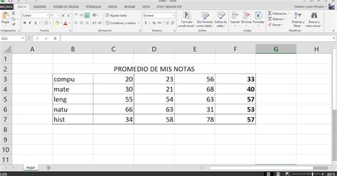 ComputaciÓn Octavo Unidad 1 Clase 3 Promedio De Notas En Excel